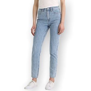 🦅 AEO Indigo Striped High Waist Mom Jeans